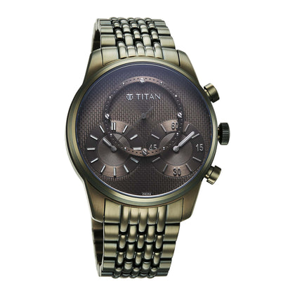 Titan Green Dial Stainless Steel Strap Analog Quartz Watch for Men