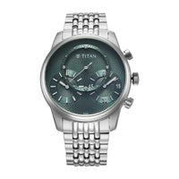 Titan Micromotors Analog with Independent Hour, Minute and 2nd Sub-Dial Green Dial Stainless Steel Strap Watch for Men