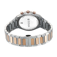 Titan Micromotors Analog with Retrograde Day and Date and Silver Dial Dual Tone Pink Stainless Steel Strap Watch for Men
