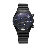 Titan Classique Micromotors Blue Dial Black Stainless Steel Strap Analog Watch for Men