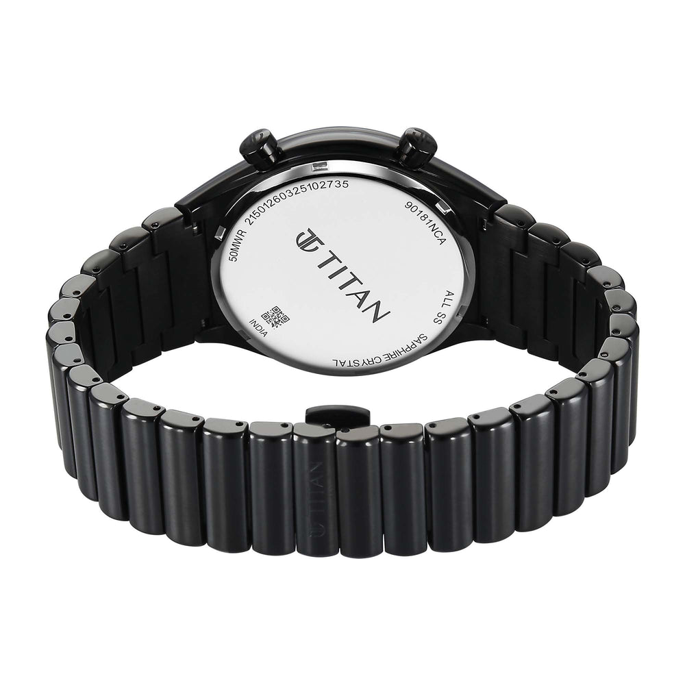 Titan Classique Micromotors Blue Dial Black Stainless Steel Strap Analog Watch for Men