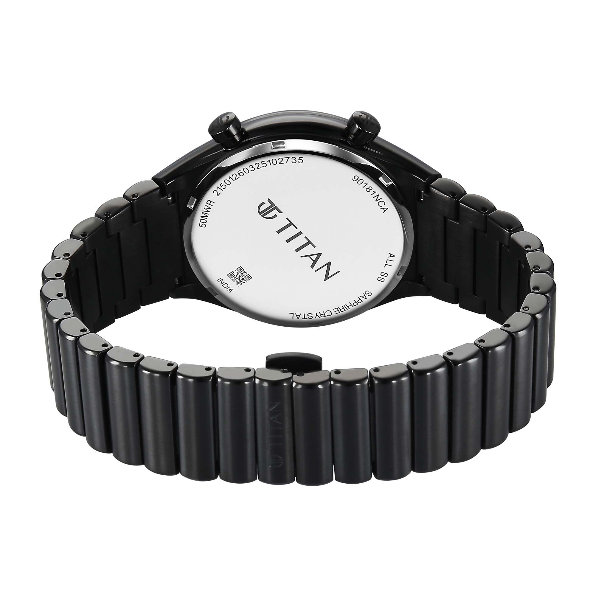 Titan Classique Micromotors Blue Dial Black Stainless Steel Strap Analog Watch for Men