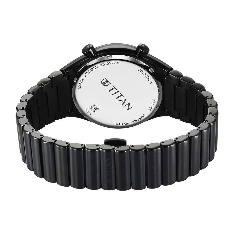 Titan Classique Micromotors Blue Dial Black Stainless Steel Strap Analog Watch for Men