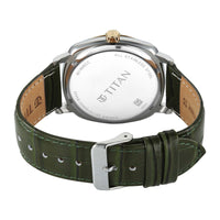 Titan Green Dial Leather Strap Analog with Date Watch for Men