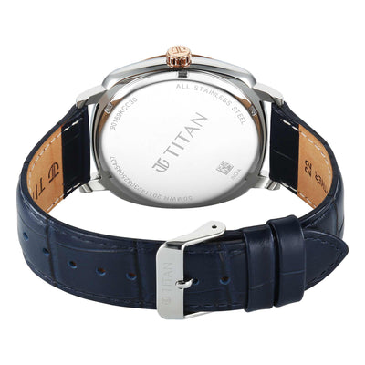 Titan Blue Dial Leather Strap Analog with Date Watch for Men