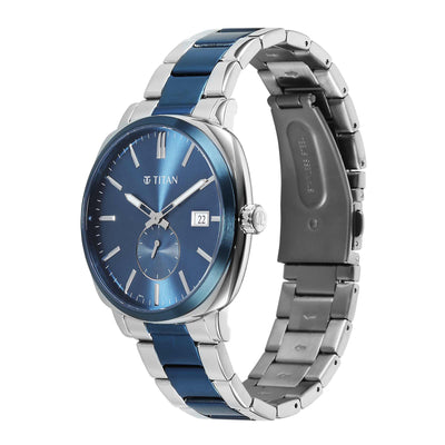 Titan Blue Dial Two Toned Metal Strap Analog with Date Watch for Men