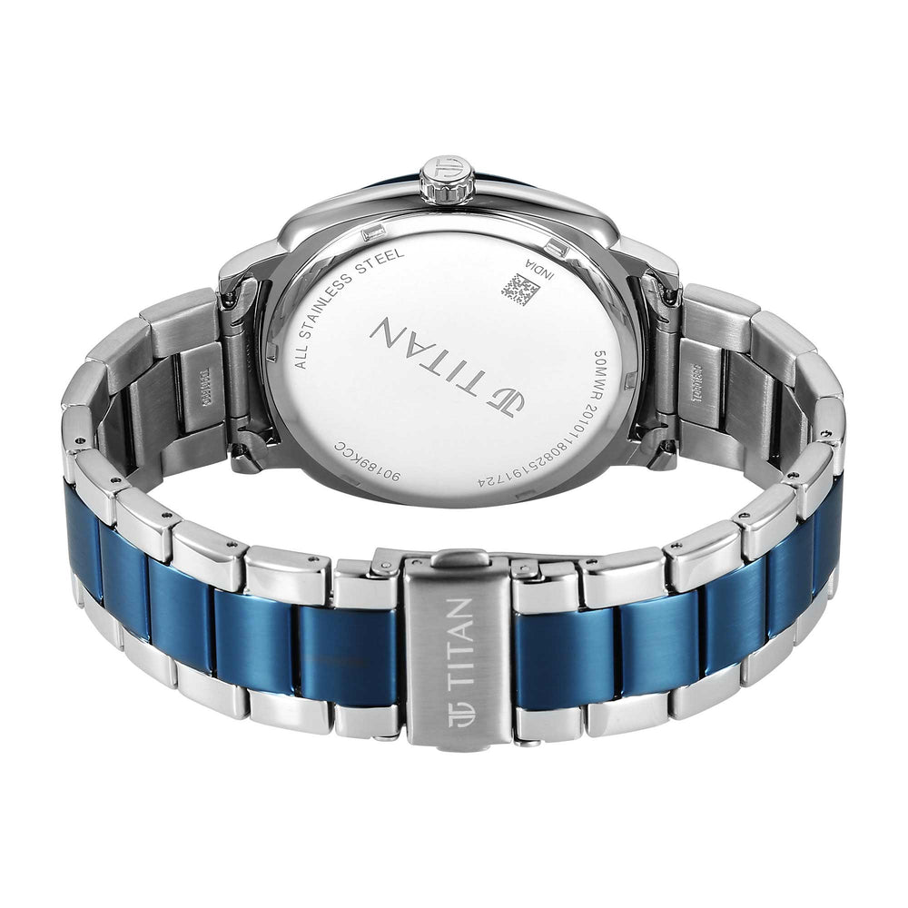 Titan Blue Dial Two Toned Metal Strap Analog with Date Watch for Men