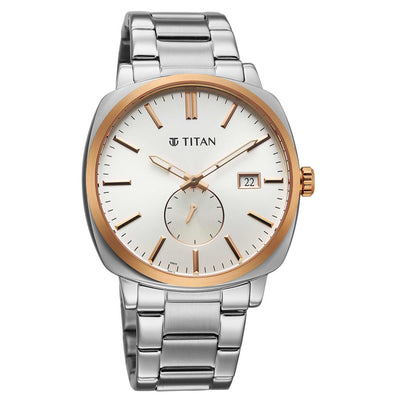 Titan Silver Dial Metal Strap Analog with Date Watch for Men