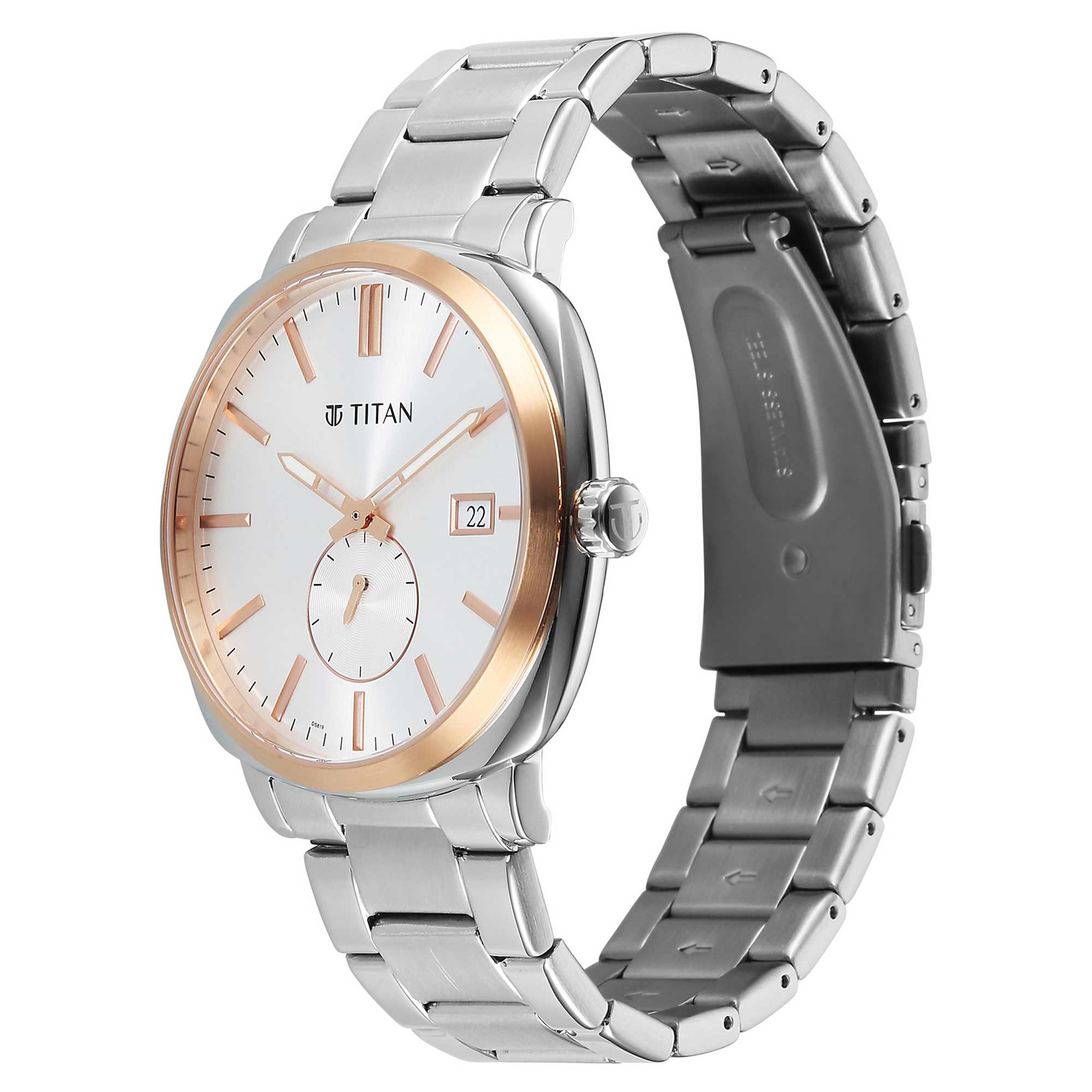 Titan Silver Dial Metal Strap Analog with Date Watch for Men