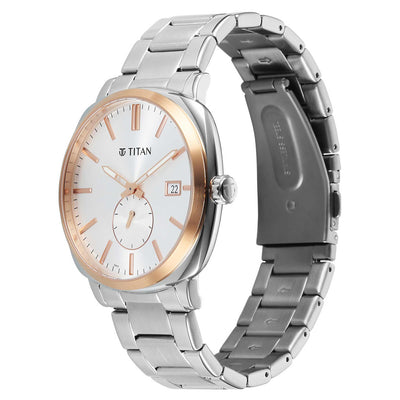 Titan Silver Dial Metal Strap Analog with Date Watch for Men