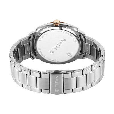Titan Silver Dial Metal Strap Analog with Date Watch for Men