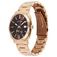Titan Brown Dial Rose Gold Metal Strap Analog with Date Watch for Men