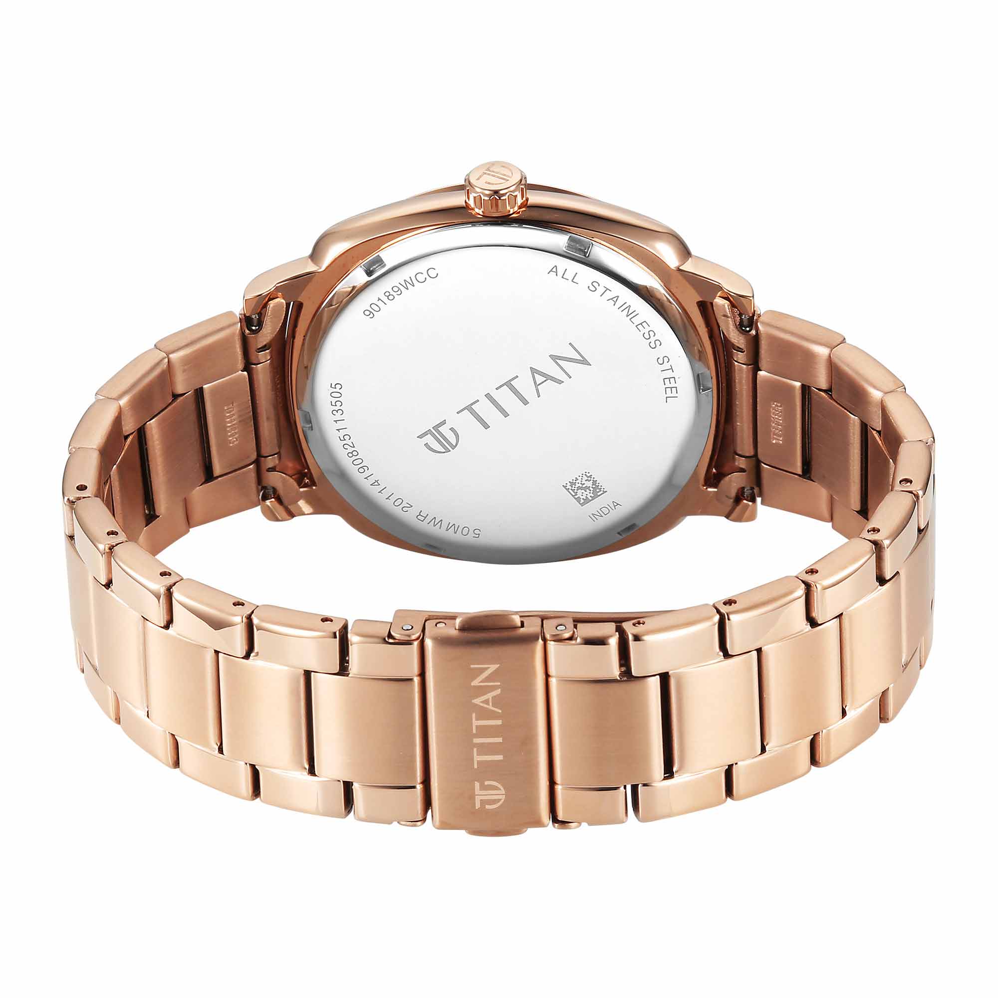 Titan Brown Dial Rose Gold Metal Strap Analog with Date Watch for Men