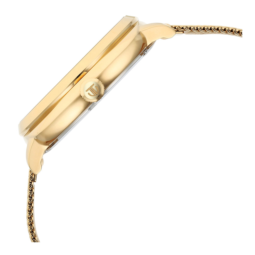 Titan Classique Suave Quartz Yellow Dial Golden Stainless Steel Mesh Strap Watch for Men