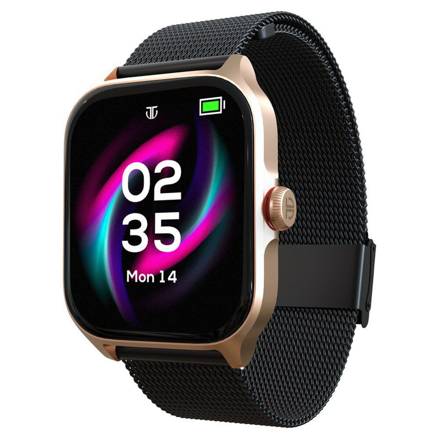 Titan Zeal with 4.69 cm AMOLED Display with AOD, Functional Crown, Smartwatch with Black Mesh Strap