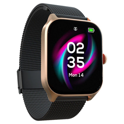 Titan Zeal with 4.69 cm AMOLED Display with AOD, Functional Crown, Smartwatch with Black Mesh Strap