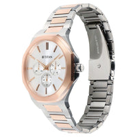 Titan Classic Slim Multifunction Multifunction Silver Dial Multicoloured Stainless Steel Strap Watch For Men