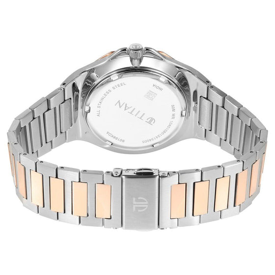 Titan Classic Slim Multifunction Multifunction Silver Dial Multicoloured Stainless Steel Strap Watch For Men