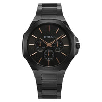 Titan Classic Slim Multifunction Quartz Multifunction Black Dial Stainless Steel Strap Watch For Men