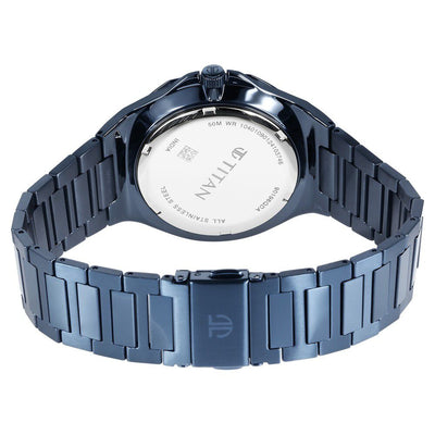 Titan Classic Slim Multifunction Quartz Multifunction Blue Dial Stainless Steel Strap Watch For Men