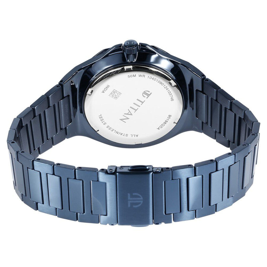 Titan Classic Slim Multifunction Quartz Multifunction Blue Dial Stainless Steel Strap Watch For Men