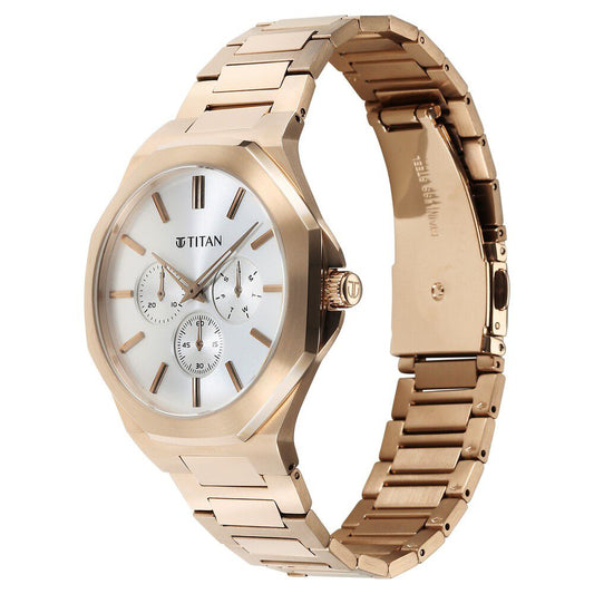 Titan Classique Slim Multifunction Case Material Stainless Steel ShapeRound Men Watch (90198WM01)