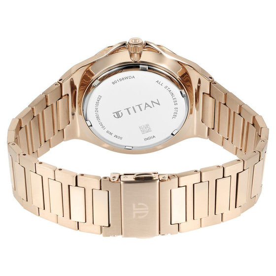 Titan Classic Slim Multifunction Multifunction Silver Dial Carnation Gold Stainless Steel Strap Watch For Men