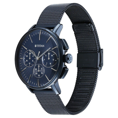 Titan Light leathers Multifunction Anthracite Dial Stainless Steel Strap Watch For Men