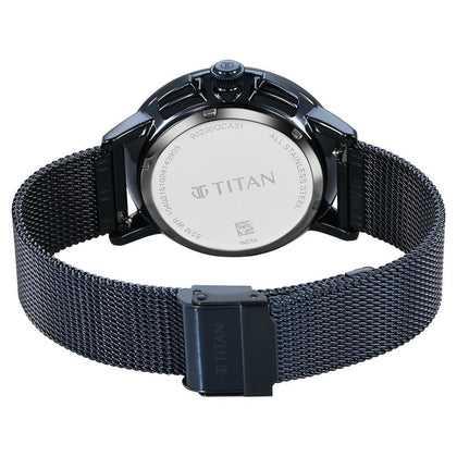 Titan Light leathers Multifunction Anthracite Dial Stainless Steel Strap Watch For Men