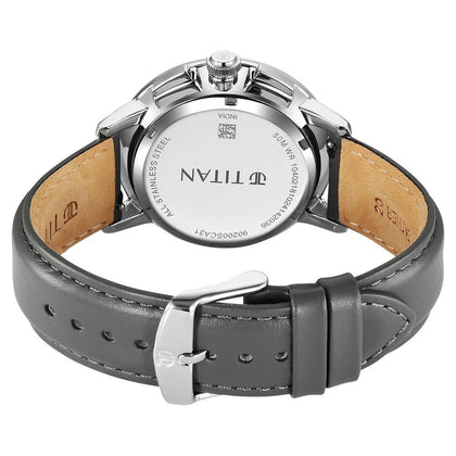 Titan Light leathers Multifunction Silver Dial Leather Strap Watch For Men