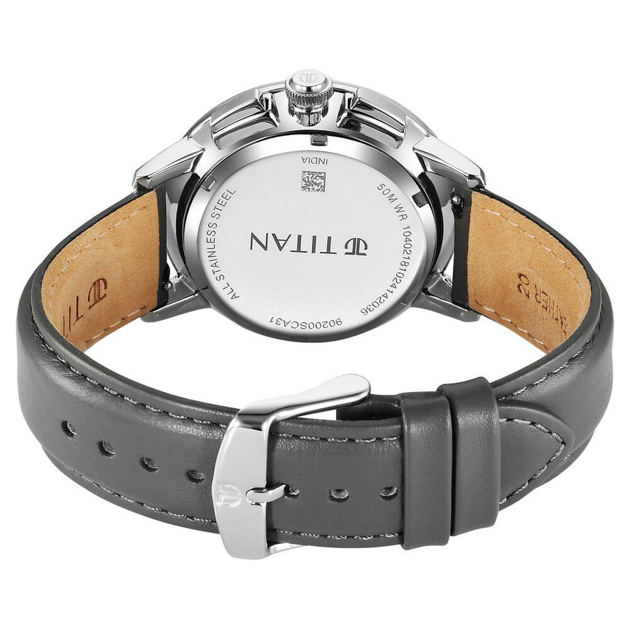 Titan Light leathers Multifunction Silver Dial Leather Strap Watch For Men