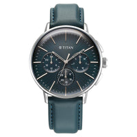 Titan Light leathers Multifunction Silver Dial Leather Strap Watch For Men