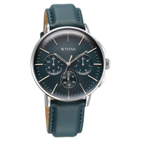 Titan Light leathers Multifunction Silver Dial Leather Strap Watch For Men