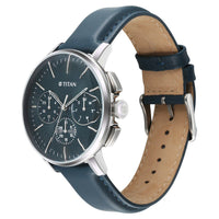 Titan Light leathers Multifunction Silver Dial Leather Strap Watch For Men