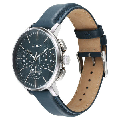 Titan Light leathers Multifunction Silver Dial Leather Strap Watch For Men