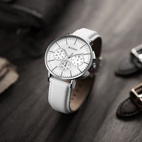 Titan Light leathers Multifunction Silver Dial Leather Strap Watch For Men