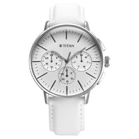 Titan Light leathers Multifunction Silver Dial Leather Strap Watch For Men
