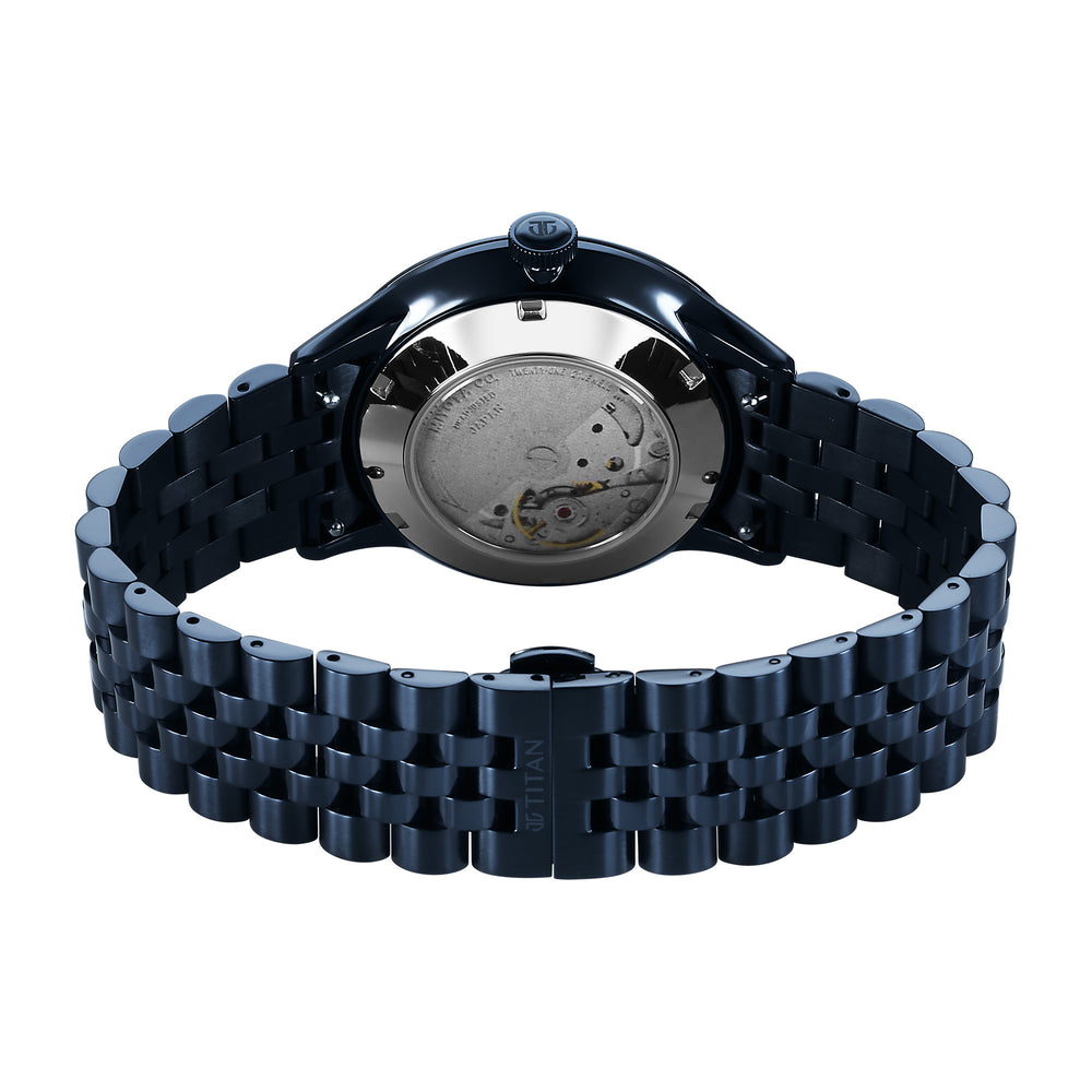Titan Blue Dial Stainless Steel Strap Automatic with Date Watch for Men