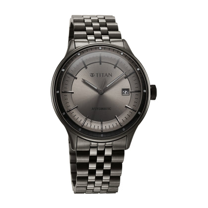 Titan Grey Dial Stainless Steel Strap Automatic with Date Watch for Men