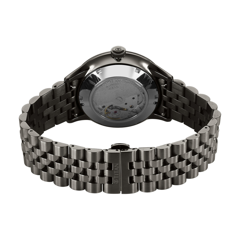 Titan Grey Dial Stainless Steel Strap Automatic with Date Watch for Men