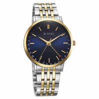 Titan Elegance Analog with Date by Hand and Blue Dial Stainless Steel Two Toned Strap Watch for Men