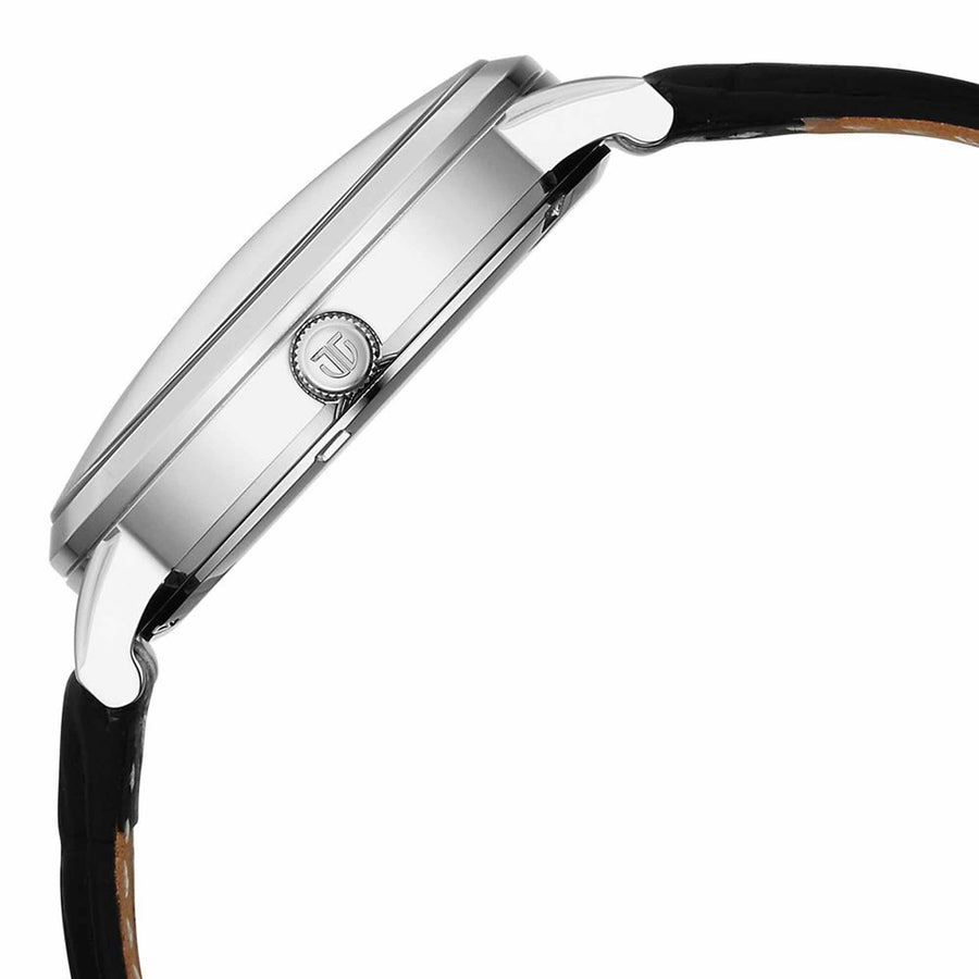 Titan Elegance Analog with Date by Hand and Dark Grey Dial Black Leather Strap Watch for Men
