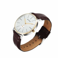 Titan Elegance Analog with Small Second and White Dial Brown Leather Strap Watch for Men