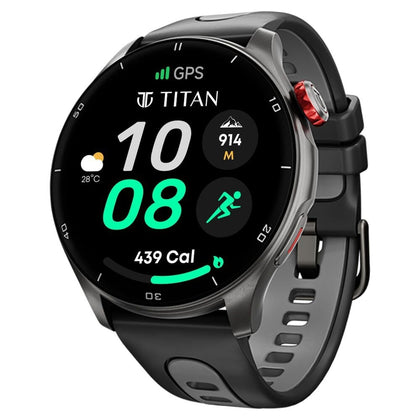 Titan Celestor Advanced GPS & Barometer 3.6 CM AMOLED Display with AOD, Piezoelectric Functional Crown Black Eclipse.