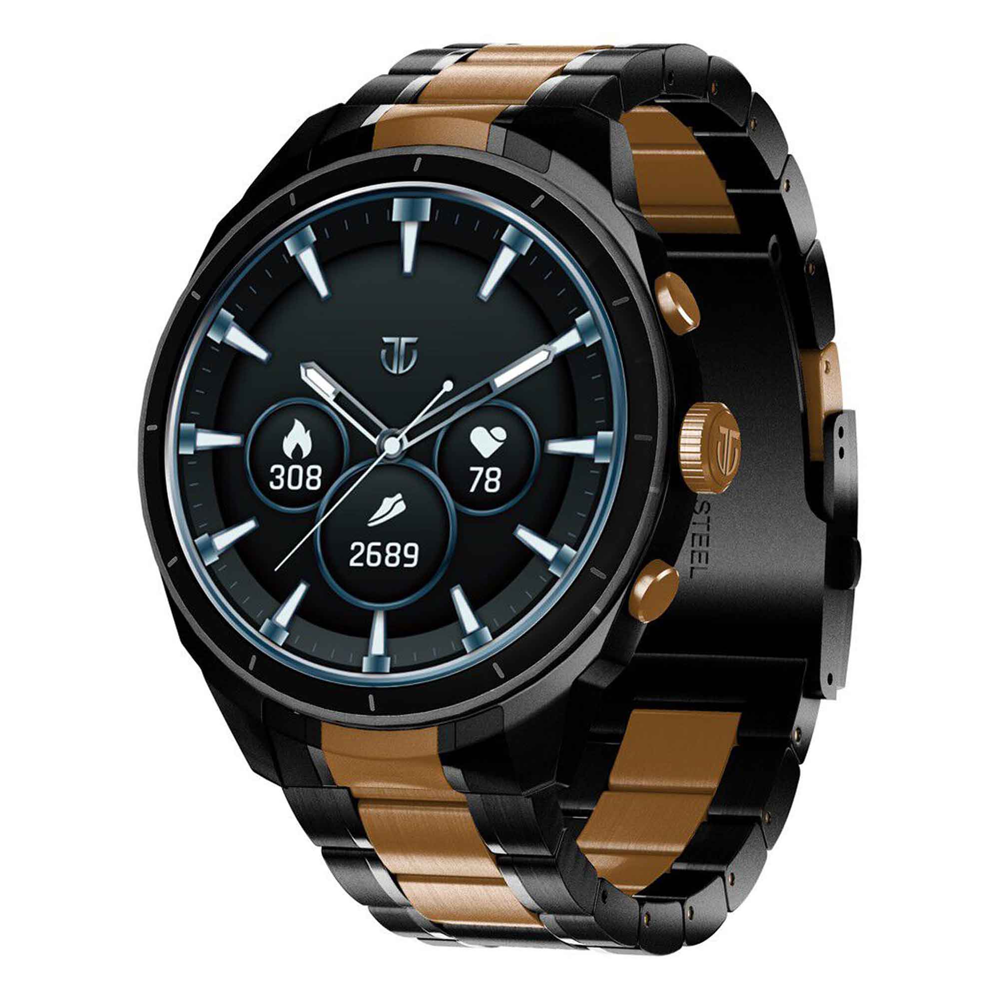 Titan Heritage Premium Smartwatch with All SS Design, 3.6 CM AMOLED Display, BT Calling, Advanced Chipset, Titan Health (90207KM01)