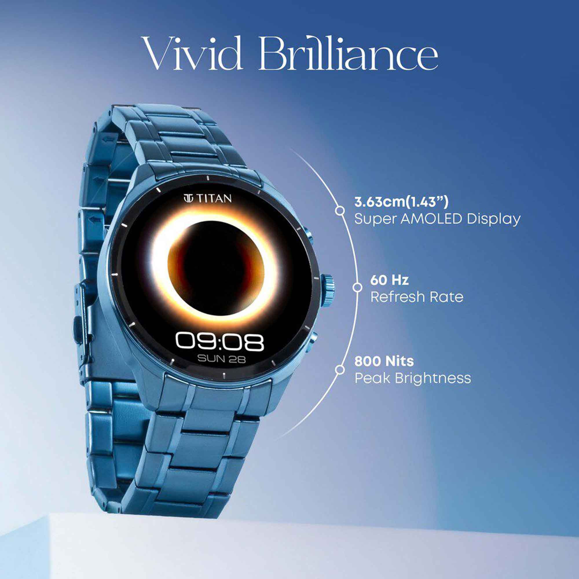 Titan Heritage Premium Smartwatch with All SS Design, 3.6 CM AMOLED Display, BT Calling, Advanced Chipset, Titan Health (90207KM01)