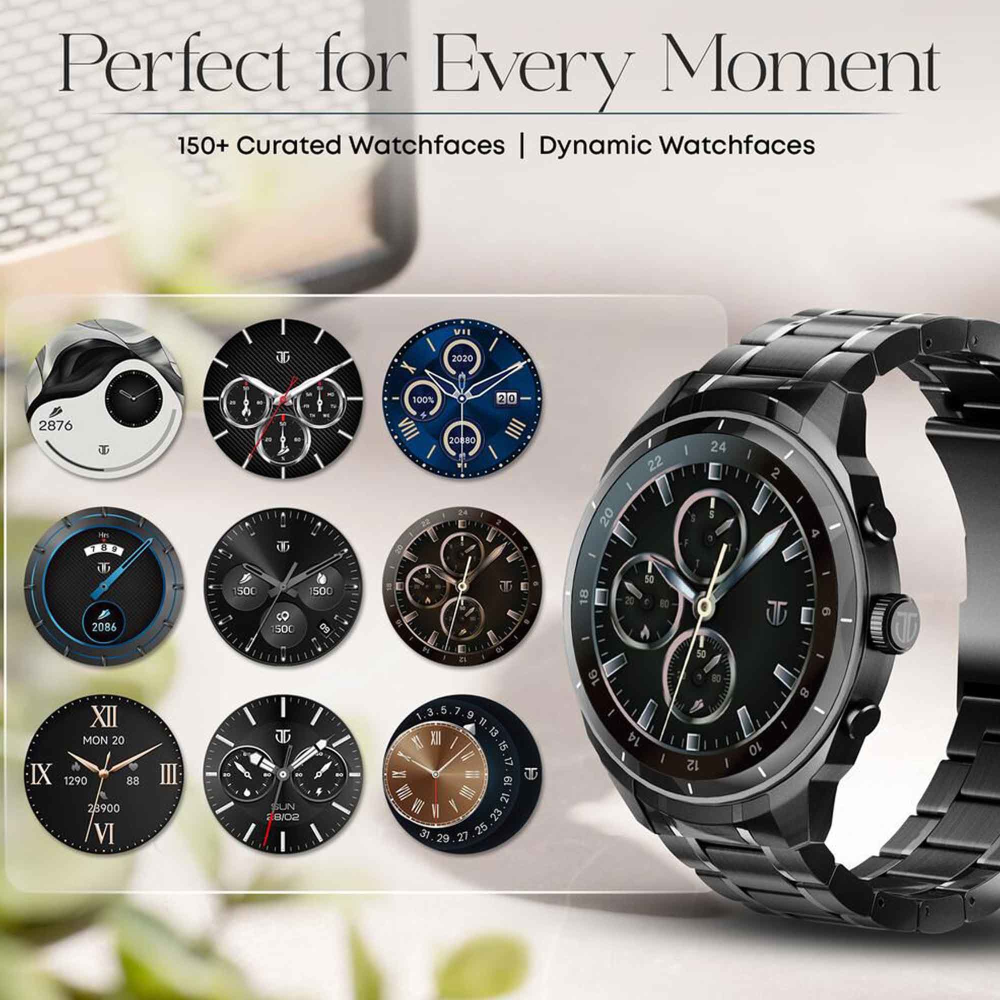 Titan Heritage Premium Smartwatch with All SS Design, 3.6 CM AMOLED Display, BT Calling, Advanced Chipset, Titan Health (90207NM01)