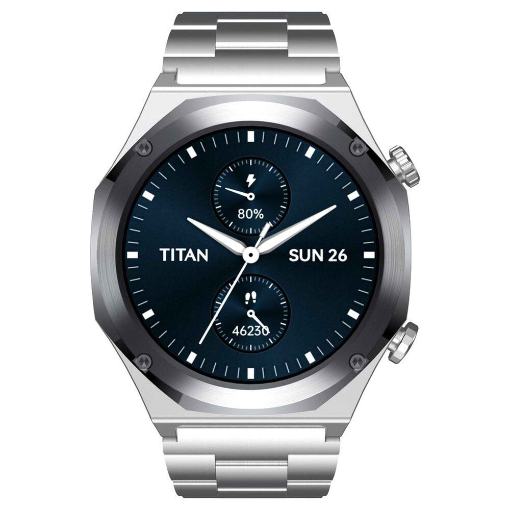 Titan Maestro Premium Metal Smartwatch with All SS construction, SingleSync BT Calling, Functional Crown