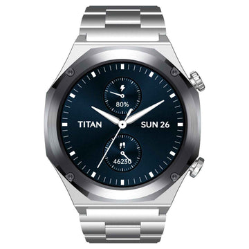 Titan Maestro Premium Metal Smartwatch with All SS construction, SingleSync BT Calling, Functional Crown