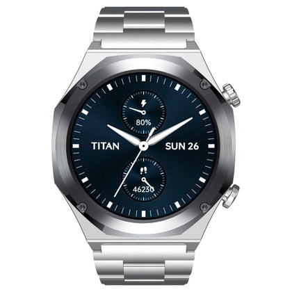 Titan Maestro Premium Metal Smartwatch with All SS construction, SingleSync BT Calling, Functional Crown